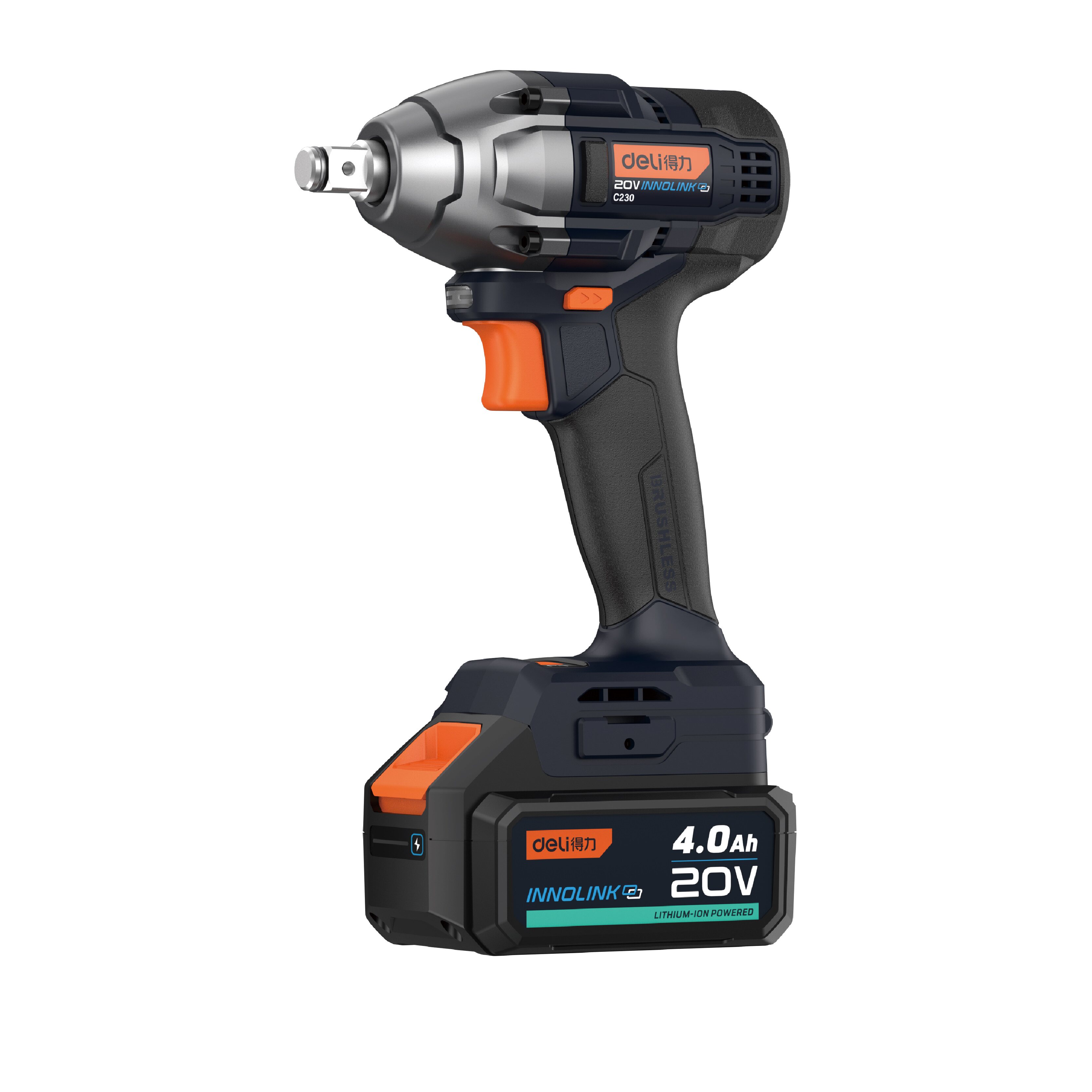 得力工具C230_20V无刷锂电扳手320N.m_4Ah双无刷电动扳手冲击扳手