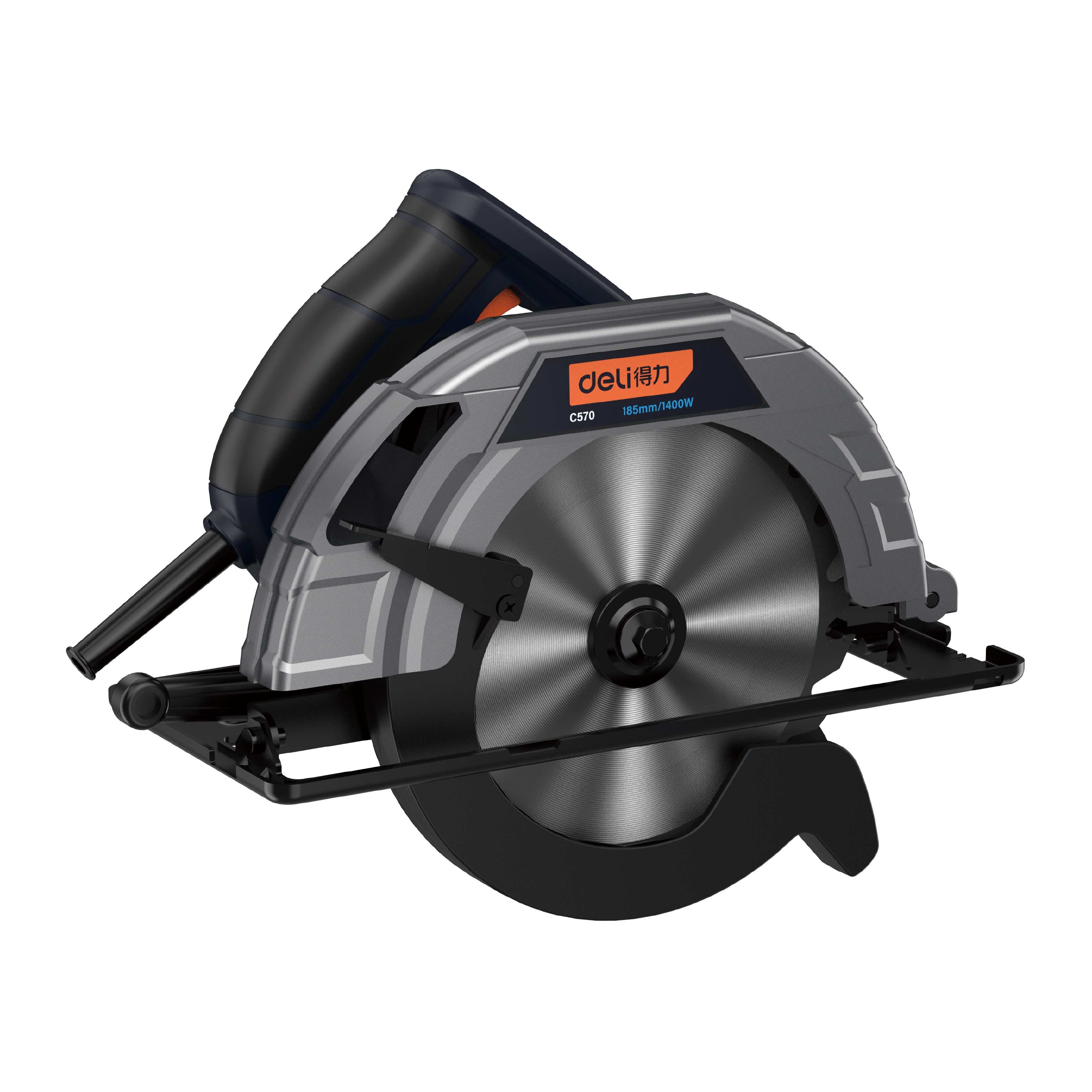 得力工具C570_1400W/220V电圆锯185mm切木机家用木材切割机倒装